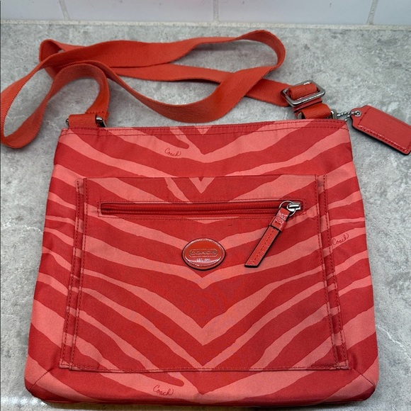 Coach Vibrant Red Zebra Crossbody Bag. 9.5 x 9 in - Picture 1 of 8